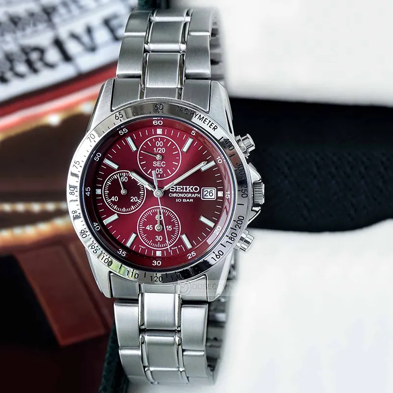 Seiko Spirit Chronograph Sporty Red Dial Men's Watch- SBTQ045
